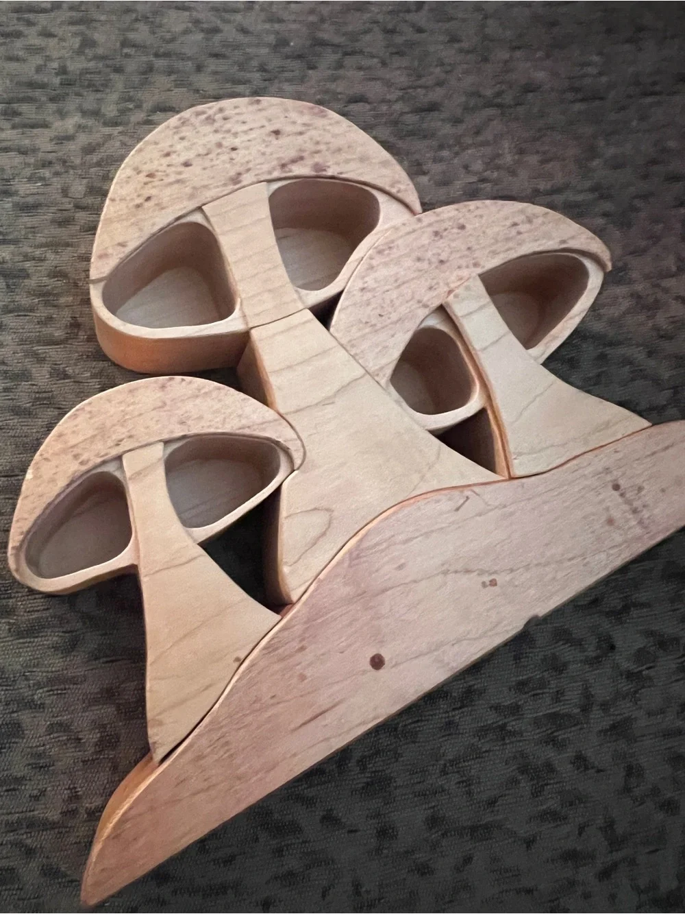 Handcrafted Wooden Mushroom trinket box shelf Natural Wood